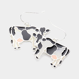 Enamel Cow Dangle Earrings