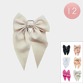 12PCS - Open Rhinestone Square Pointed Bow Alligator Snap Hair