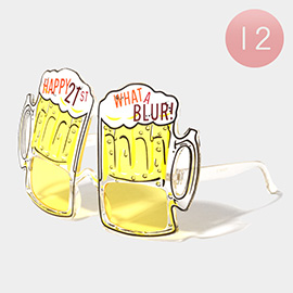 12PCS - What A Blur Message Beer Lens Party Sunglasses