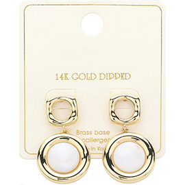 14K Gold Dipped Round Double Drop Post Earrings