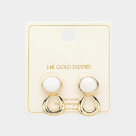 14K Gold Dipped Duo Button Drop Earrings