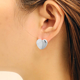 White Gold Dipped Half Mother Of Pearl Heart Stud Earrings