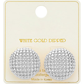 White Gold Dipped Beaded Circle Stud Earrings