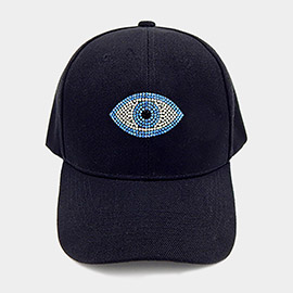 Bling Studded Evil Eye Pointed Baseball Cap