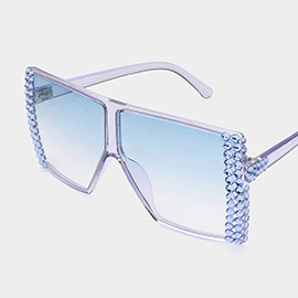Bling Studded Square Visor Sunglasses