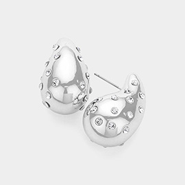 Stone Embellished Teardrop Earrings
