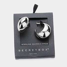SECRET BOX_Sterling Silver Dipped Crescent Hoop Earrings