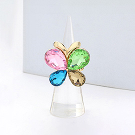 Butterfly Crystal Stone Cluster Stretch Ring