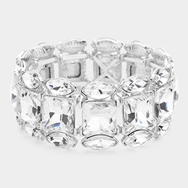 Marquise Square Stone Cluster Stretch Evening Bracelet