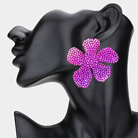 Rhinestone Paved Flower Earrings