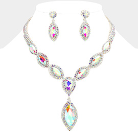 Marquise Stone Cluster Pointed Evening Necklace