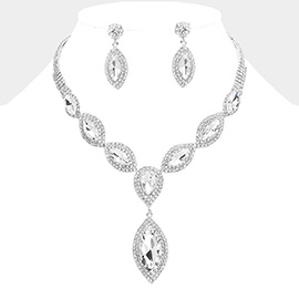 Marquise Stone Cluster Pointed Evening Necklace