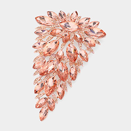 Marquise Stone Leaf Cluster Vine Pin Brooch