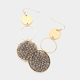 Faceted Beaded Abstract Disc Link Dangle Earrings