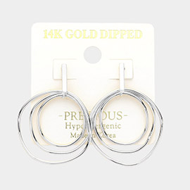 14K Gold Dipped Hypoallergenic Abstract Ring Earrings
