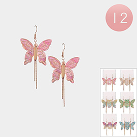 12Pairs - Butterfly Dangle Earrings