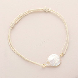 Freshwater Pearl Pointed Waxed Thread Adjustable Bracelet