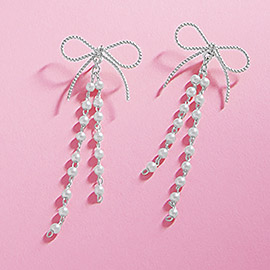 Pearl Ribbon Bow Earrings