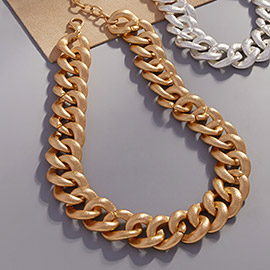 Worn Metal Chain Necklace