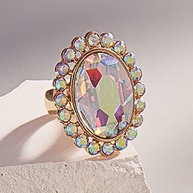 Oval Glass Stone Stretch Ring