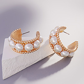 Pearl Pointed Hoop Earrings