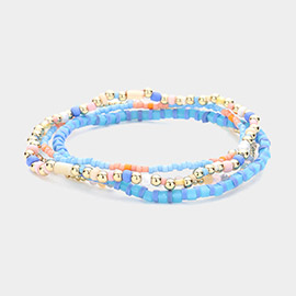 4PCS - Multi Beaded Stretch Layered Bracelets