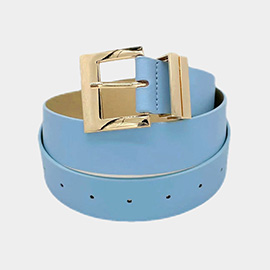 Metal Buckle Accented Faux Leather Belt