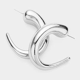 Abstract Metal Hoop Earrings