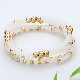 4PCS - Metal Ball Pointed Faceted Beaded Stretch Multi Layered Bracelets