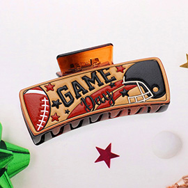Faux Leather Embossed Football Gameday Message Hair Claw Clip