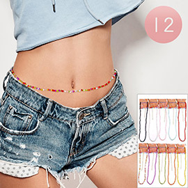 12PCS - Colorful Beaded Stretch Waist Chain