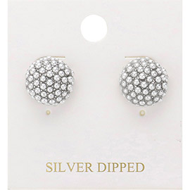 Silver Dipped Pearl Embellished Stud Earrings