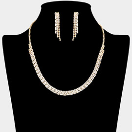 2 Rows Baguette CZ Stone Paved Necklace