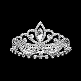 Marquise Stone Accented Rhinestone Paved Princess Mini Tiara
