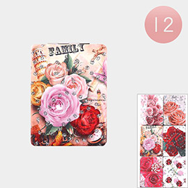 12PCS - Rose Printed Cosmetic Mirrors