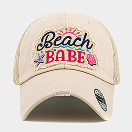 BEACH BABE Message Sea Shell Patch Vintage Mesh Back Baseball Trucker Cap