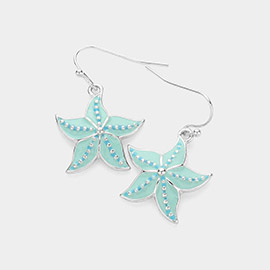 Enamel Starfish Dangle Earrings