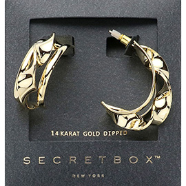 SECRET BOX_14K Gold Dipped Twisted Pointed Hoop Earrings
