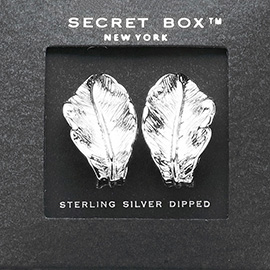 SECRET BOX_Sterling Silver Dipped Textured Leaf Earrings