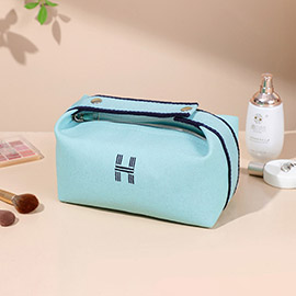 Initial H Pointed Canvas Portable Makeup Pouch Bag