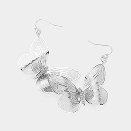 Brass Metal Cutout Butterfly Dangle Earrings