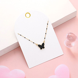 Enamel Butterfly Pendant Satellite Chain Necklace