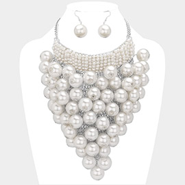 Chunky Pearl Beaded Statement Necklace