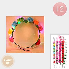 12PCS - LED Light Up Flower Crowns
