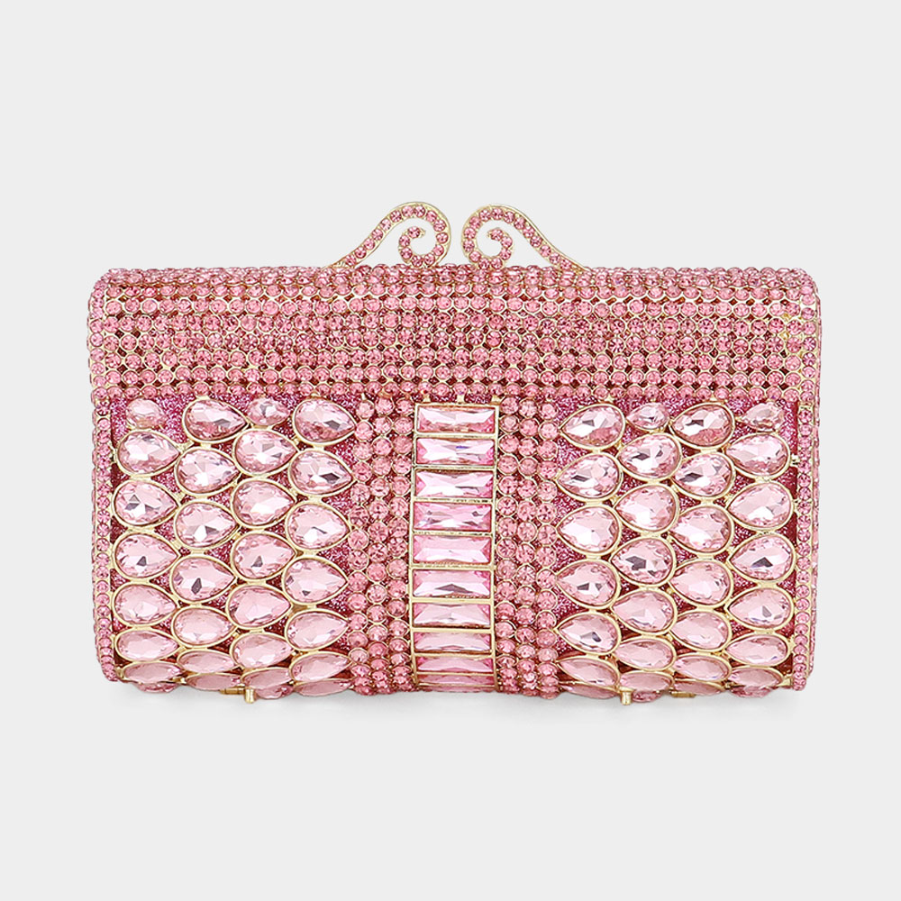 Teardrop Stone Cluster Embellished Bling Clutch / Tote / Shoulder Bag