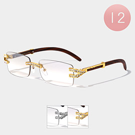 12PCS - Stone Paved Pointed Rimless Glasses