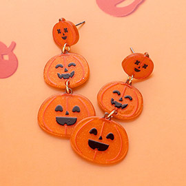 Resin Halloween Pumpkin Link Dropdown Earrings