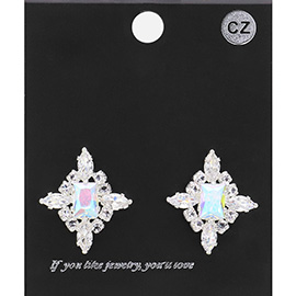 Rectangle Marquise CZ Stone Cluster Evening Stud Earrings