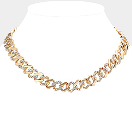 Stone Paved Chunky Chain Necklace
