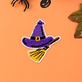 Witch Hat Broom Iron On Patch